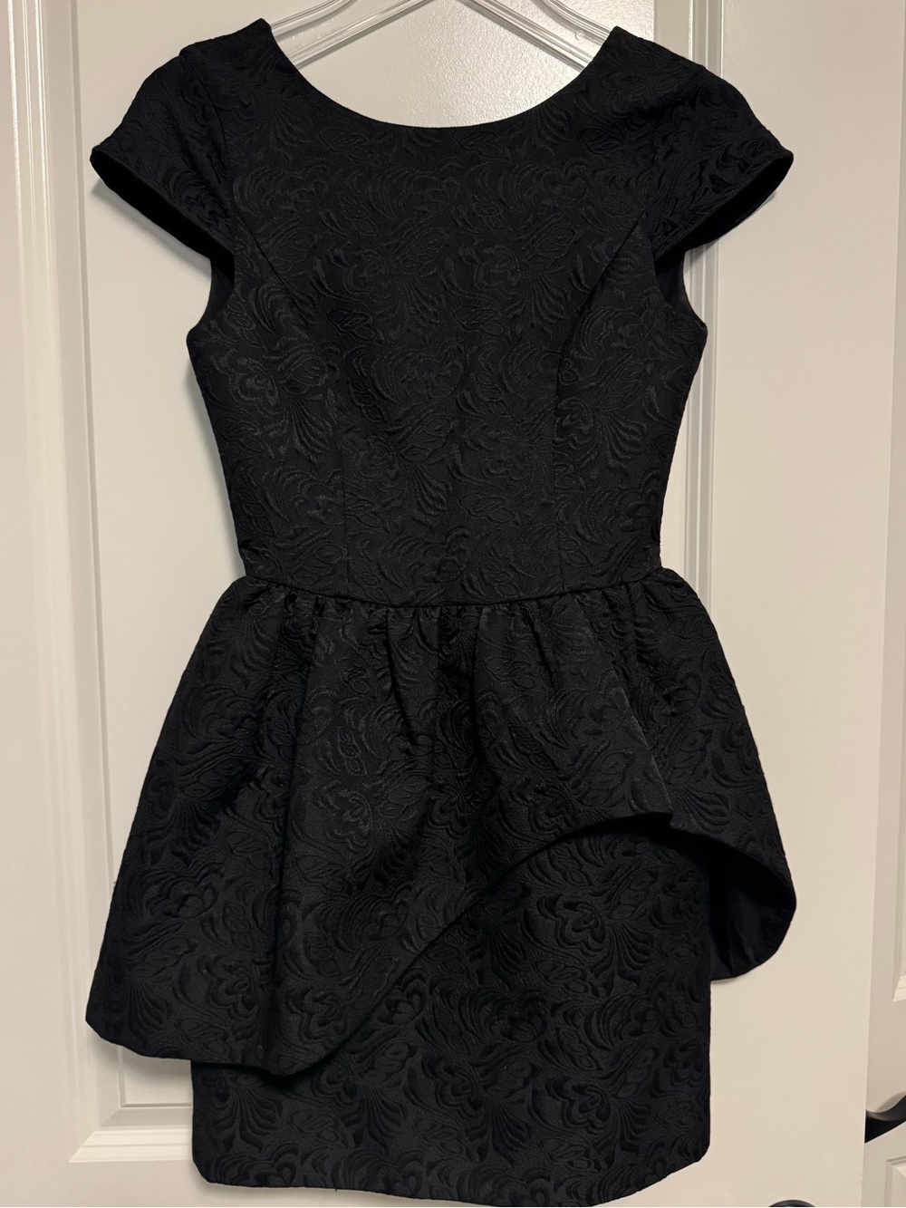 Keepsake the Label Black Floral Jacquard Peplum Mini Dress
